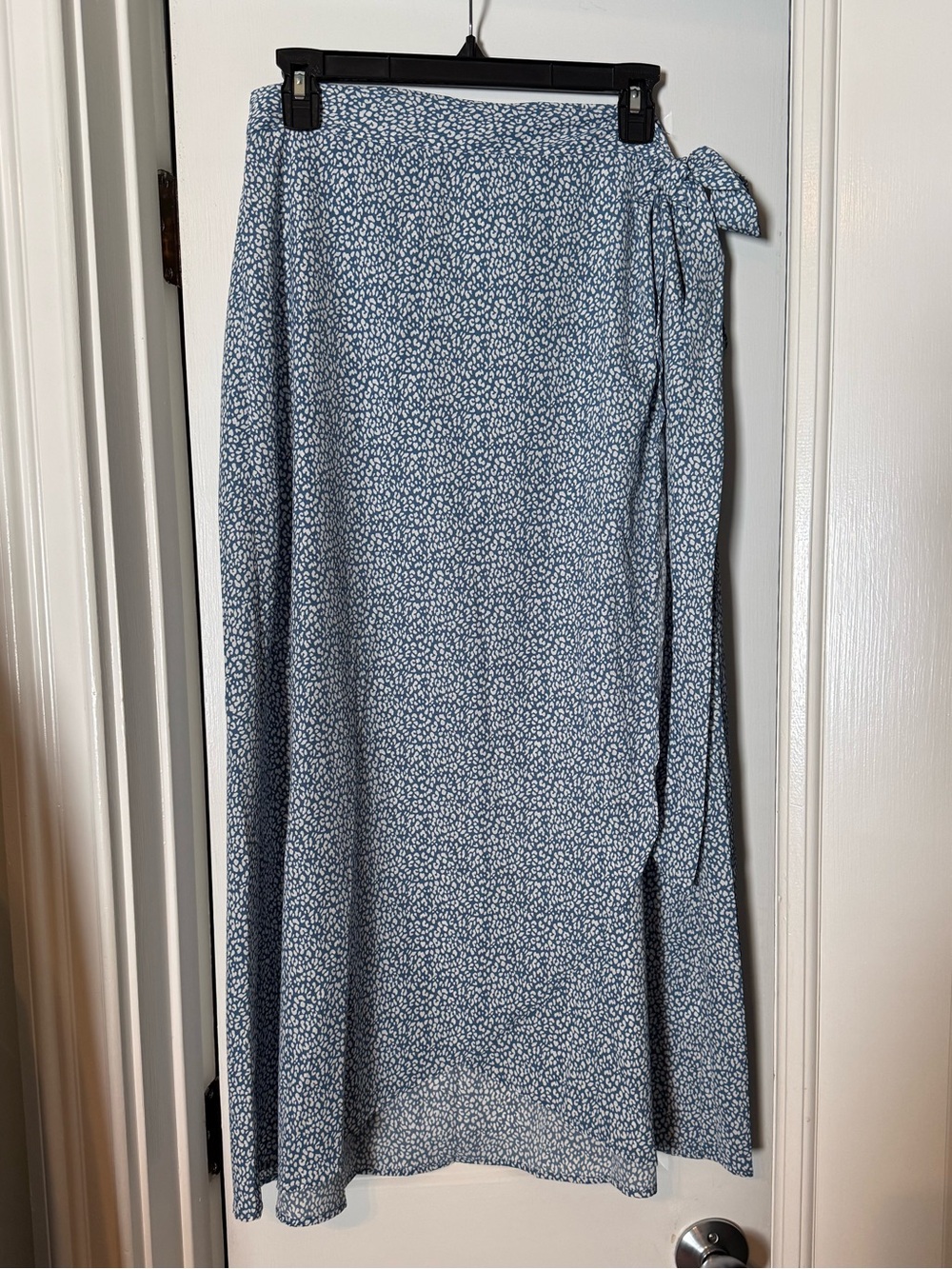Blue Wrap Style Midi Skirt